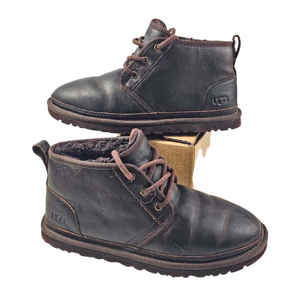 UGG Neumel Men's Leather Wool Lined Chukka Boots Brown 9